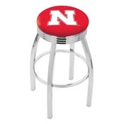 L8C3C - Chrome Nebraska Swivel Bar Stool with 2.5 Ribbed Accent Ring by Holland Bar Stool Company