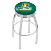 L8C3C - Chrome Northern Michigan Swivel Bar Stool with 2.5 Ribbed Accent Ring by Holland Bar Stool Company