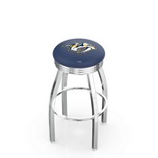 L8C3C - Chrome Nashville Predators Swivel Bar Stool with 2.5 Ribbed Accent Ring by Holland Bar Stool Company