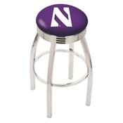 L8C3C - Chrome Northwestern Swivel Bar Stool with 2.5 Ribbed Accent Ring by Holland Bar Stool Company