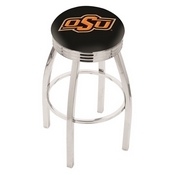L8C3C - Chrome Oklahoma State Swivel Bar Stool with 2.5 Ribbed Accent Ring by Holland Bar Stool Company