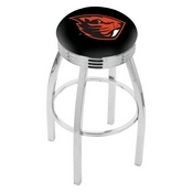 L8C3C - Chrome Oregon State Swivel Bar Stool with 2.5 Ribbed Accent Ring by Holland Bar Stool Company