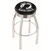 L8C3C - Chrome POW/MIA Swivel Bar Stool with 2.5 Ribbed Accent Ring by Holland Bar Stool Company