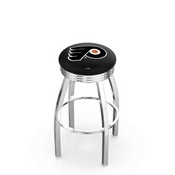 L8C3C - Chrome Philadelphia Flyers Swivel Bar Stool with 2.5 Ribbed Accent Ring by Holland Bar Stool Company