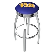 L8C3C - Chrome Pitt Swivel Bar Stool with 2.5 Ribbed Accent Ring by Holland Bar Stool Company