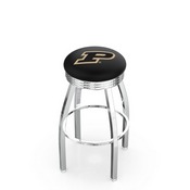 L8C3C - Chrome Purdue Swivel Bar Stool with 2.5 Ribbed Accent Ring by Holland Bar Stool Company