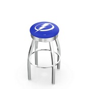 L8C3C - Chrome Tampa Bay Lightning Swivel Bar Stool with 2.5 Ribbed Accent Ring by Holland Bar Stool Company