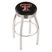 L8C3C - Chrome Texas Tech Swivel Bar Stool with 2.5 Ribbed Accent Ring by Holland Bar Stool Company