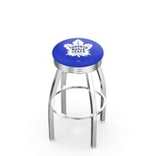 L8C3C - Chrome Toronto Maple Leafs Swivel Bar Stool with 2.5 Ribbed Accent Ring by Holland Bar Stool Company