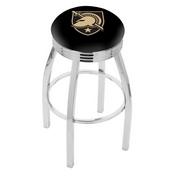 L8C3C - Chrome US Military Academy (ARMY) Swivel Bar Stool with 2.5 Ribbed Accent Ring by Holland Bar Stool Company