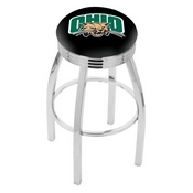 L8C3C - Chrome Ohio University Swivel Bar Stool with 2.5 Ribbed Accent Ring by Holland Bar Stool Company