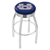 L8C3C - Chrome Utah State Swivel Bar Stool with 2.5 Ribbed Accent Ring by Holland Bar Stool Company