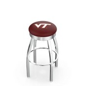 L8C3C - Chrome Virginia Tech Swivel Bar Stool with 2.5 Ribbed Accent Ring by Holland Bar Stool Company