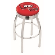 L8C3C - Chrome Western Kentucky Swivel Bar Stool with 2.5 Ribbed Accent Ring by Holland Bar Stool Company