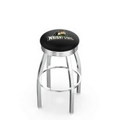 L8C3C - Chrome Wright State Swivel Bar Stool with 2.5 Ribbed Accent Ring by Holland Bar Stool Company