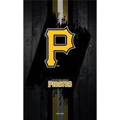 L218 Pittsburgh Pirates 42" Tall - 36" Indoor Logo Top Lighted Pub Table with Black Wrinkle Finish, L218B42MLBPit36RMLBPit