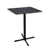 Indoor/Outdoor 42" Tall OD211 Black Table Base with 30" x 30" Foot and 30" x 30" Square Indoor/Outdoor Black Steel Top by the Holland Bar Stool Co., OD211-3042BWOD30SQBlkStl
