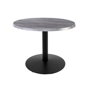 Indoor/Outdoor 30" Tall OD214 Black Table Base with 22" Diameter Foot and 30" Diameter Indoor/Outdoor Greystone Top by the Holland Bar Stool Co., OD214-2230BWOD30RGryStn