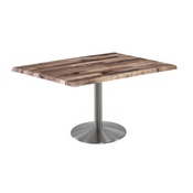 Indoor/Outdoor 30" Tall OD214 Stainless Steel Table Base with 22" Diameter Foot and 30" x 48" Indoor/Outdoor Top by the Holland Bar Stool Co., AGS-OD214-2230SSOD3048BlkStl