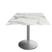 Indoor/Outdoor 30" Tall OD214 Stainless Steel Table Base with 22" Diameter Foot and 36" x 36" Square Indoor/Outdoor EuroSlim Top by the HBS., AGS-OD214-2230SSODS36SQBM