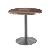 Indoor/Outdoor 36" Tall OD214 Stainless Steel Table Base with 22" Diameter Foot and 30" Diameter Indoor/Outdoor Top by the Holland Bar Stool Co., AGS-OD214-2236SSOD30RBlkStl