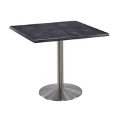 Indoor/Outdoor 36" Tall OD214 Stainless Steel Table Base with 22" Diameter Foot and 36" x 36" Square Indoor/Outdoor Top by the Holland Bar Stool Co., AGS-OD214-2236SSOD36SQBlkStl