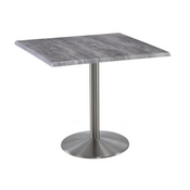 Indoor/Outdoor 36" Tall OD214 Stainless Steel Table Base with 22" Diameter Foot and 36" x 36" Square Indoor/Outdoor Top by the Holland Bar Stool Co., AGS-OD214-2236SSOD36SQBlkStl