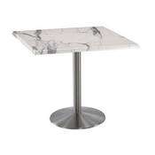 Indoor/Outdoor 36" Tall OD214 Stainless Steel Table Base with 22" Diameter Foot and 36" x 36" Square Indoor/Outdoor Top by the Holland Bar Stool Co., AGS-OD214-2236SSOD36SQBlkStl