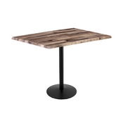 Indoor/Outdoor 42" Tall OD214 Black Table Base with 22" Diameter Foot and 30" x 48" Indoor/Outdoor Top by the Holland Bar Stool Co., AGS-OD214-2242BWOD3048BlkStl
