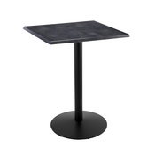 Indoor/Outdoor 42" Tall OD214 Black Table Base with 22" Diameter Foot and 30" x 30" Square Indoor/Outdoor Black Steel Top by the Holland Bar Stool Co., OD214-2242BWOD30SQBlkStl