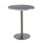 Indoor/Outdoor 42" Tall OD214 Stainless Steel Table Base with 22" Diameter Foot and 30" Diameter Indoor/Outdoor Top by the Holland Bar Stool Co., AGS-OD214-2242SSOD30RBlkStl