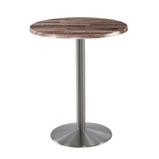 Indoor/Outdoor 42" Tall OD214 Stainless Steel Table Base with 22" Diameter Foot and 30" Diameter Indoor/Outdoor Top by the Holland Bar Stool Co., AGS-OD214-2242SSOD30RBlkStl