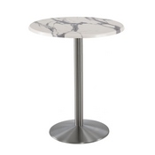 Indoor/Outdoor 42" Tall OD214 Stainless Steel Table Base with 22" Diameter Foot and 30" Diameter Indoor/Outdoor Top by the Holland Bar Stool Co., AGS-OD214-2242SSOD30RBlkStl