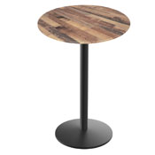 Indoor/Outdoor 36" Tall OD214 Black Table Base with 22" Diameter Foot and 36" Diameter Indoor/Outdoor EuroSlim Top by the Holland Bar Stool Co., AGS-OD214-2236BWODS36RBM