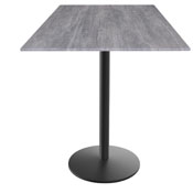 Indoor/Outdoor 42" Tall OD214 Black Table Base with 22" Diameter Foot and 36" x 36" Square Indoor/Outdoor EuroSlim Top by the Holland Bar Stool Co., AGS-OD214-2242BWODS36SQBM