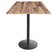 Indoor/Outdoor 42" Tall OD214 Black Table Base with 22" Diameter Foot and 36" x 36" Square Indoor/Outdoor EuroSlim Top by the Holland Bar Stool Co., AGS-OD214-2242BWODS36SQBM