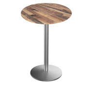 Indoor/Outdoor 36" Tall OD214 Stainless Steel Table Base with 22" Diameter Foot and 36" Diameter Indoor/Outdoor EuroSlim Top by the HBS., AGS-OD214-2236SSODS36RBM