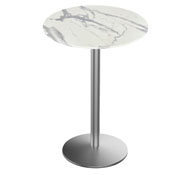 Indoor/Outdoor 36" Tall OD214 Stainless Steel Table Base with 22" Diameter Foot and 36" Diameter Indoor/Outdoor EuroSlim Top by the HBS., AGS-OD214-2236SSODS36RBM