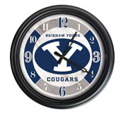 Brigham Young University Indoor/Outdoor LED Wall Clock by Holland Bar Stool Co., ODClk14BK-08BrigYn