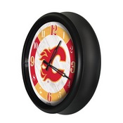 Calgary Flames Indoor/Outdoor LED Wall Clock by Holland Bar Stool Co., ODClk14BK-08CalFla