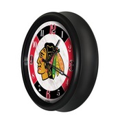 Chicago Blackhawks Indoor/Outdoor LED Wall Clock by Holland Bar Stool Co., ODClk14BK-08ChiHwk