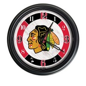 Chicago Blackhawks Indoor/Outdoor LED Wall Clock by Holland Bar Stool Co., ODClk14BK-08ChiHwk