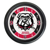 University of Georgia Indoor/Outdoor LED Wall Clock by Holland Bar Stool Co., AGS-ODClk14BK-08GA-Dog
