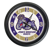 James Madison University Indoor/Outdoor LED Wall Clock by Holland Bar Stool Co., ODClk14BK-08JmsMad