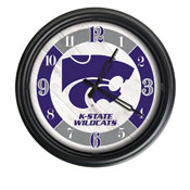 Kansas State University Indoor/Outdoor LED Wall Clock by Holland Bar Stool Co., ODClk14BK-08KnsasS