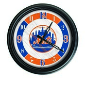 New York Mets Indoor/Outdoor LED Wall Clock, ODClk14BK-08MLBNYM