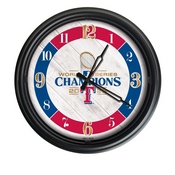 Texas Rangers - 2023 World Series Champions Indoor/Outdoor LED Wall Clock by HBS, ODClk14BK-08MLBTexWS23
