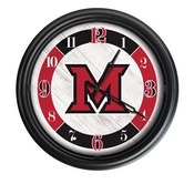 Miami University (OH) Indoor/Outdoor LED Wall Clock by Holland Bar Stool Co., ODClk14BK-08Mia-OH