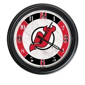 New Jersey Devils Indoor/Outdoor LED Wall Clock by Holland Bar Stool Co., ODClk14BK-08NJDevl