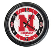 University of Nebraska Indoor/Outdoor LED Wall Clock by Holland Bar Stool Co., ODClk14BK-08NebrUn
